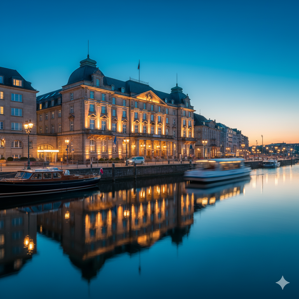 Elegant restaurant at Fairmont Hotel Hamburg