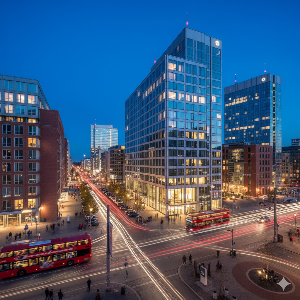 Modern exterior of the Grand Hyatt Berlin at Potsdamer Platz